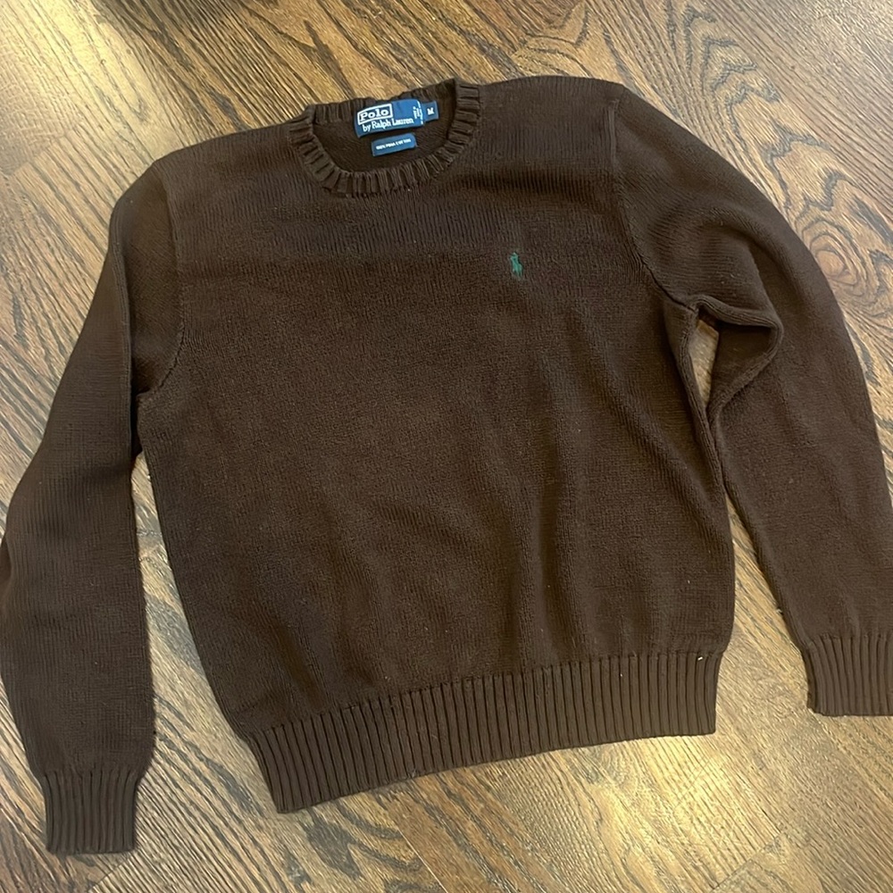 Ralph Lauren iconic crewneck sweater with green polo emblem
